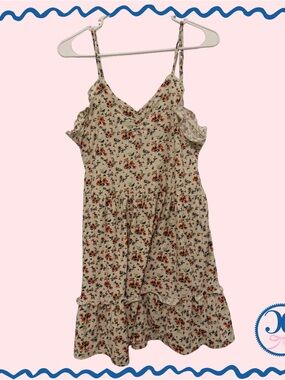 Floral Ruffle Tiered Sundress - Cream with Orange & Green Bouquet